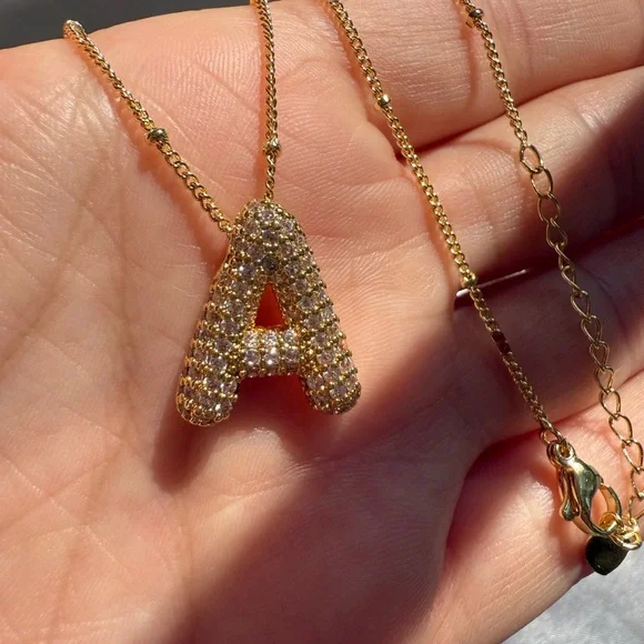 Anthropologe “A” diamond Gold Initial Pendant Necklace - Picture 7 of 11